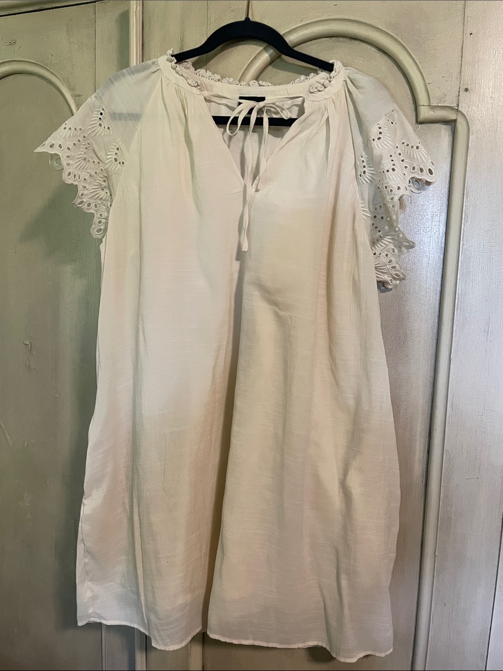 Who What Wear Cream Eyelet Sleeve Mini Dress